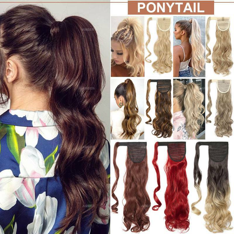 1PCS Wrap Around Ponytail Clip In Extension Synthetic Straight Curly For Woman