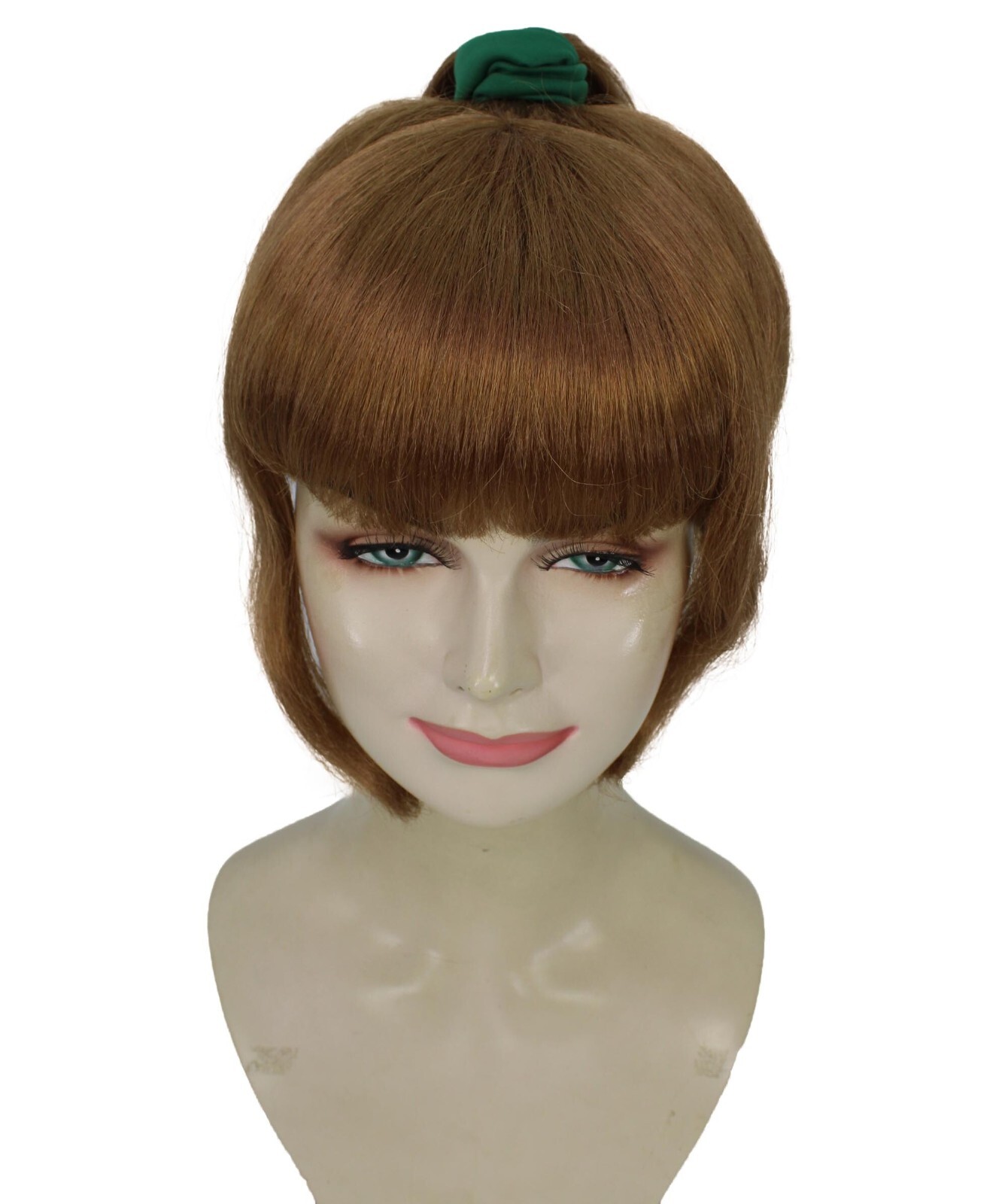 Adult Women’s Chrissy Cheerleader Straight Wavy Brown Ponytail Wig HW-7147