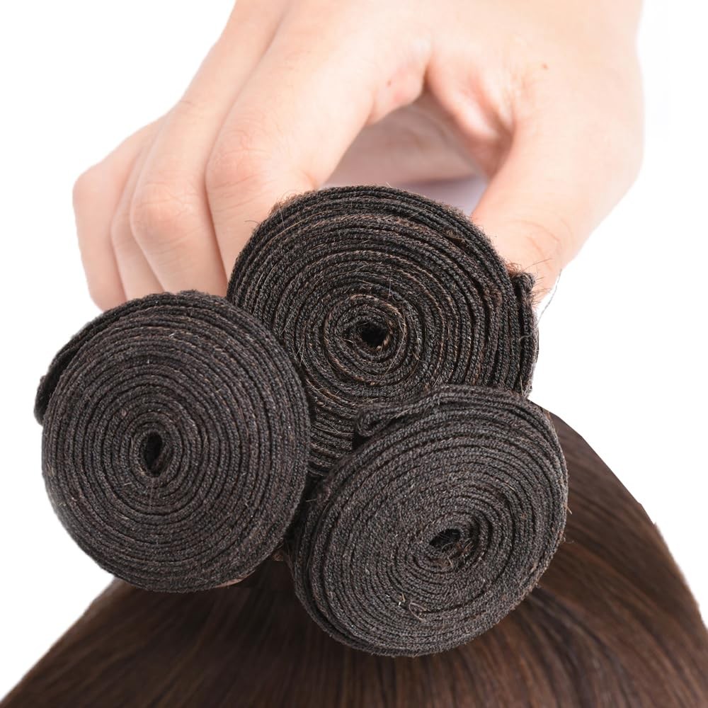 Heumhrn 4 Brown Bundles Human Hair Chocolate Straight Bundles 28 30 32 Inch
