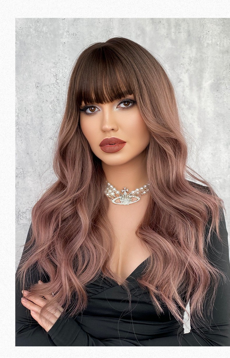 Wavy brownish-blonde wig with frizzy natural big waves and sexy long curly hair