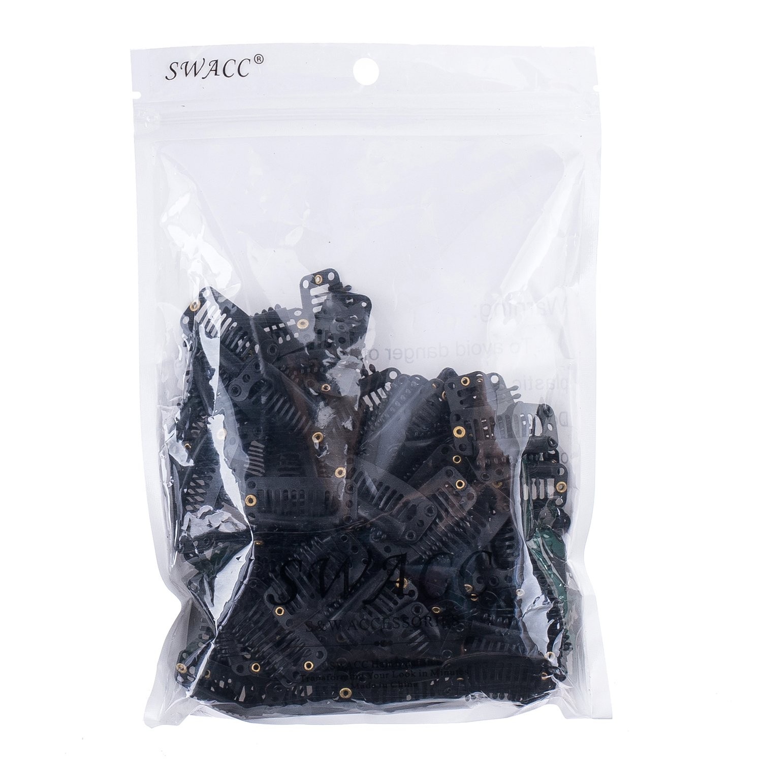 SWACC 100 Pcs U Shape Metailic Snap Clips ins for Hair Extension Hairpiece DI…