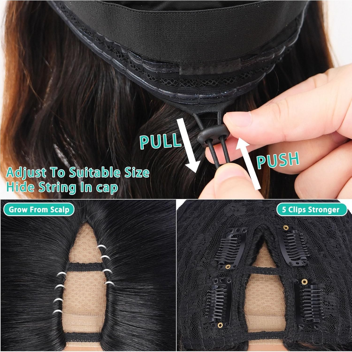 Prtyopp V Part Wig Human Hair Body Wave Glueless No Leave Out Upgrade 20 Inch U