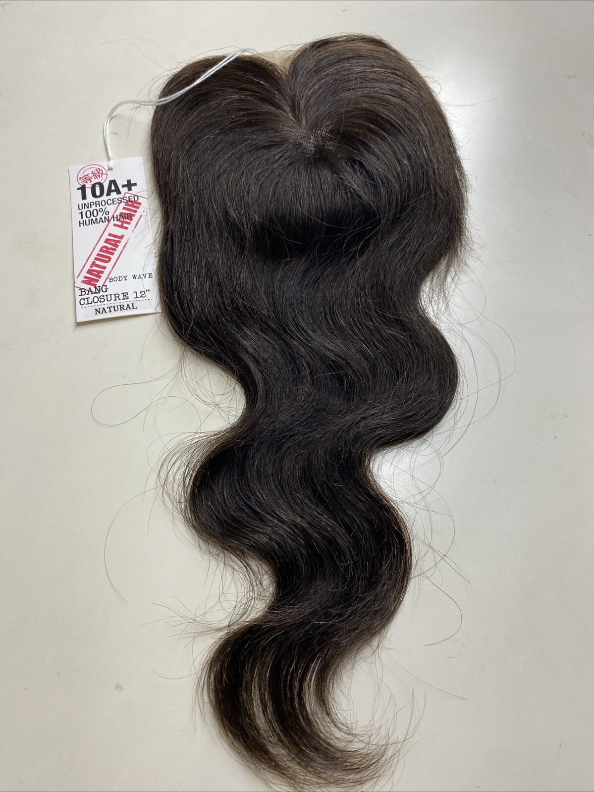 10A+_100% Human Brazilian Virgin Remy Body Wave_BANG_Closure_12″_#NATURAL
