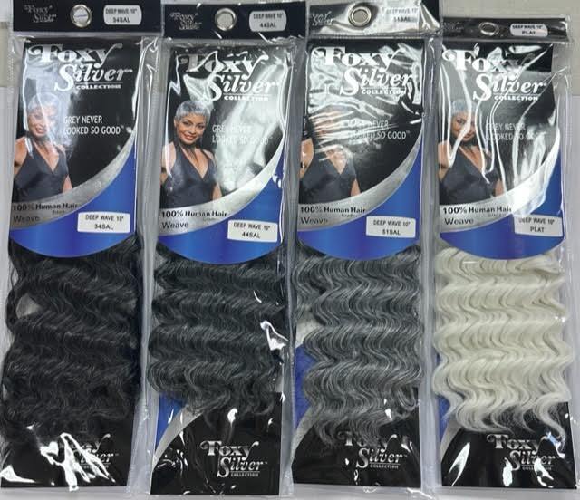Foxy Silver Human Blend Weave Hair DEEP WAVE (SALT & PEPPER)