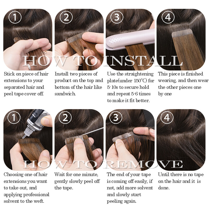 Injected Tape in Hair Extensions 100% Remy Human Hair Invisible Skin Weft 20PCS