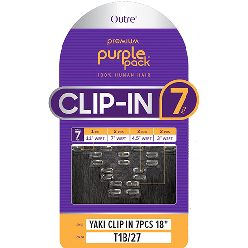 100% Human hair_Purple Pack Yaki Clip-In 7Pcs 18″