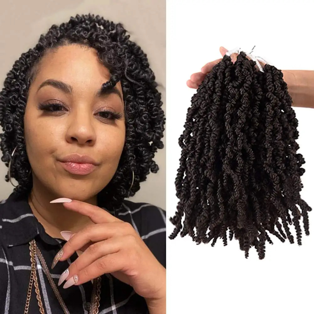 Short Curly Spring Pre twisted Ombre Synthetic Crochet Braids Hair Extensions