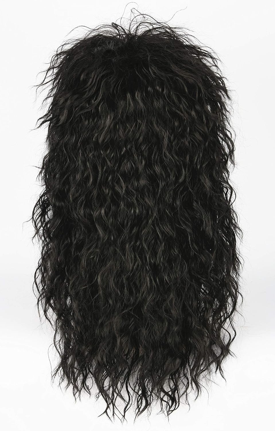 Men’s 80s Black Mullet Wigs Punk Heavy Metal Long Curly Rocker Male Hair Wig USA