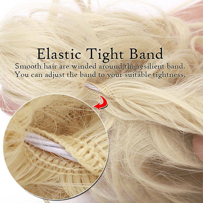 Natural Curly Scrunchie Messy Bun Updo Ponytail Hair Extensions Thick AS Human 4