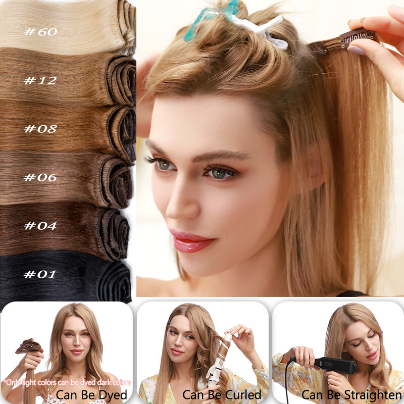Double Weft Thick Clip In Remy Human Hair Extensions Full Head Ombre Body Wave