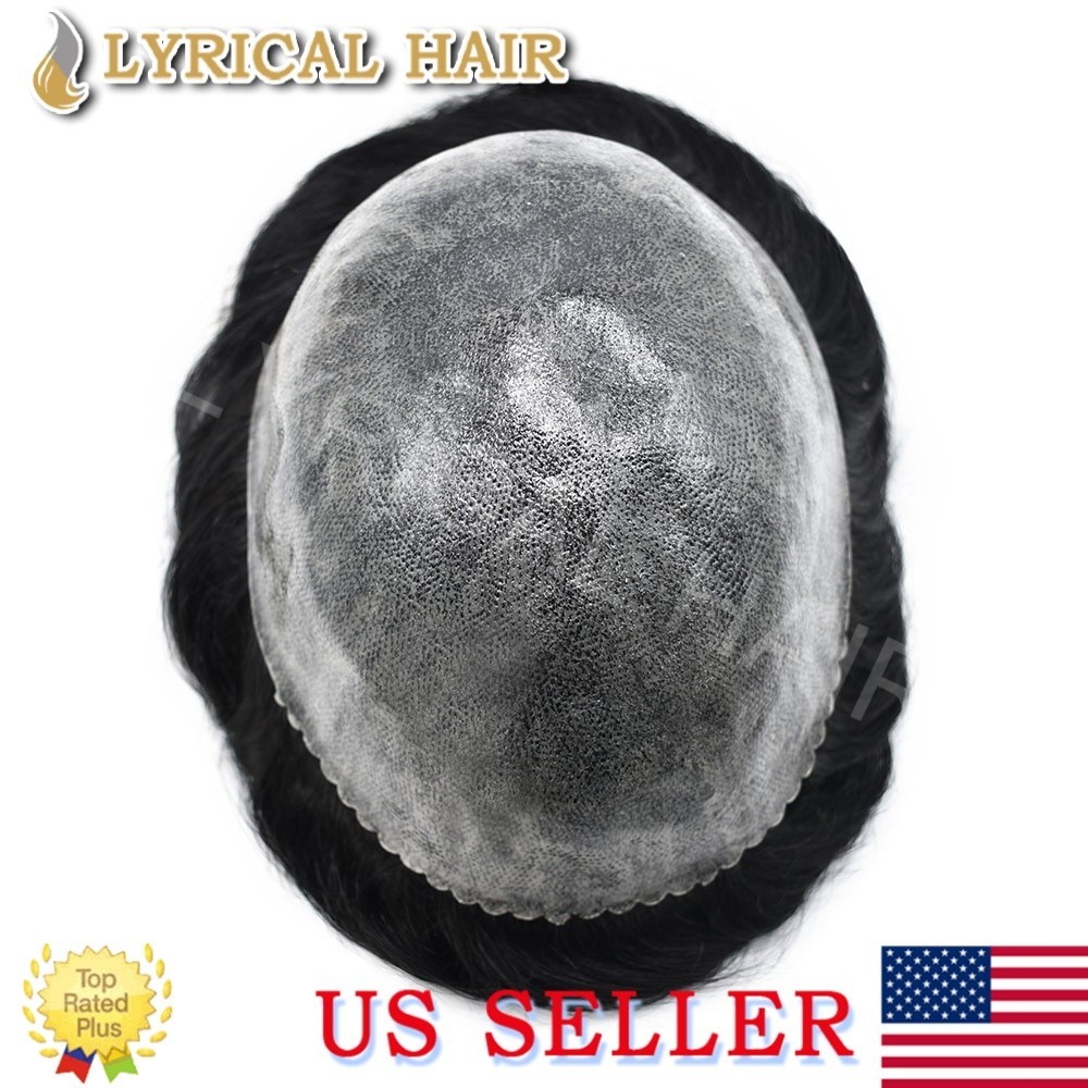 Mens Toupee Human Hair System All Colors Injected PU Durable Thin Skin Hairpiece