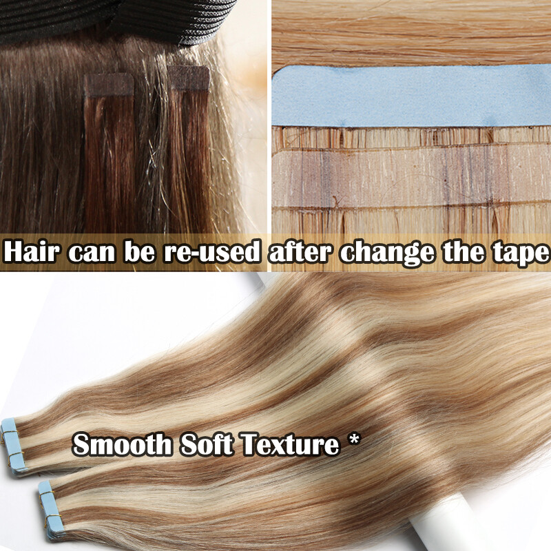 80pcs 200g Seamless Tape In Remy Human Hair Extensions Russian Thick Skin Weft