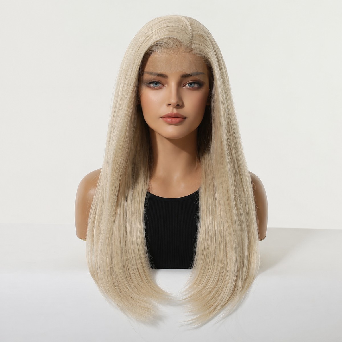 Synthetic Hair Heat Resistant Highlight Blonde Lace Front Wig Long Straight