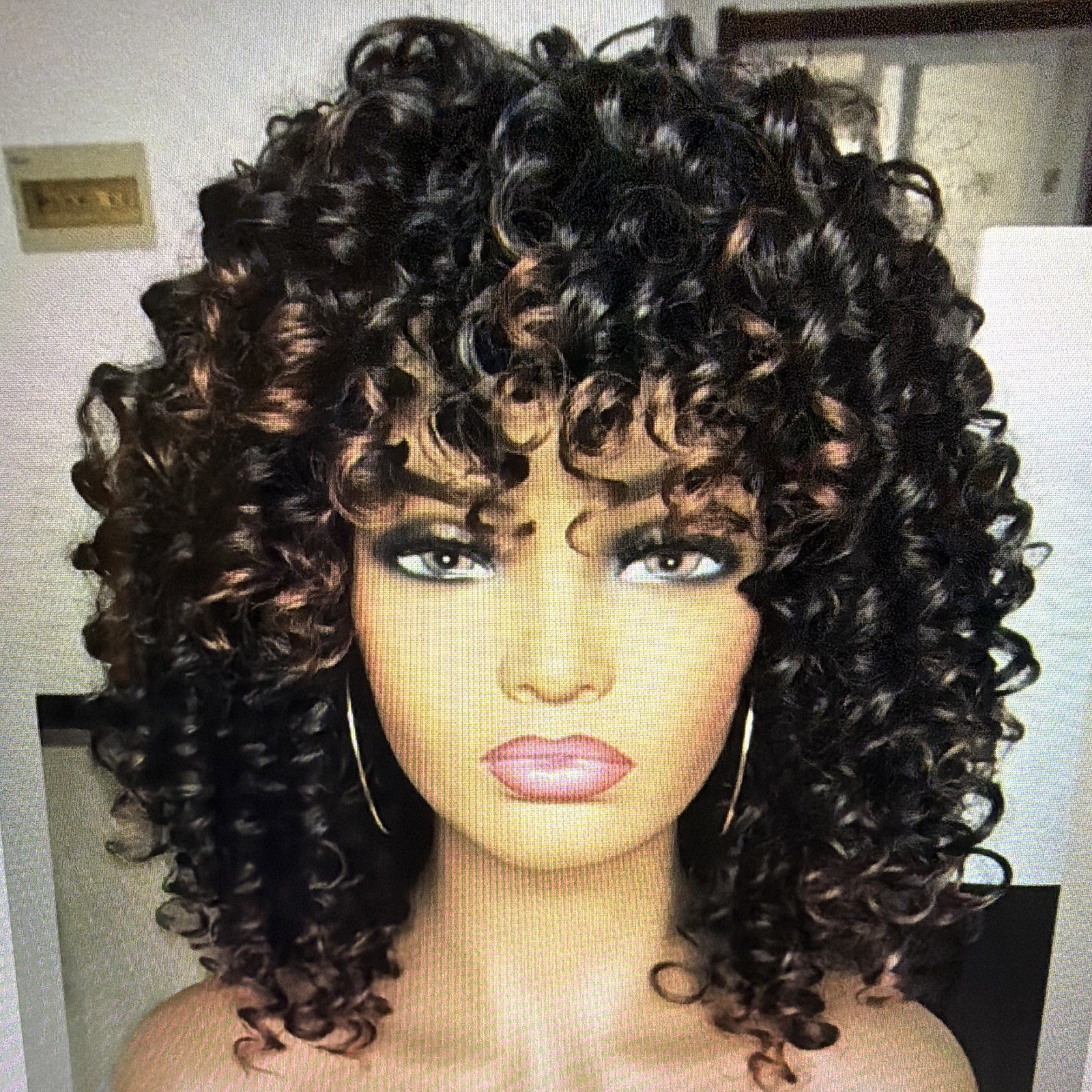 Women’s Dark Brown Curly Hair Wig, Natural Theme, Curly Texture Style