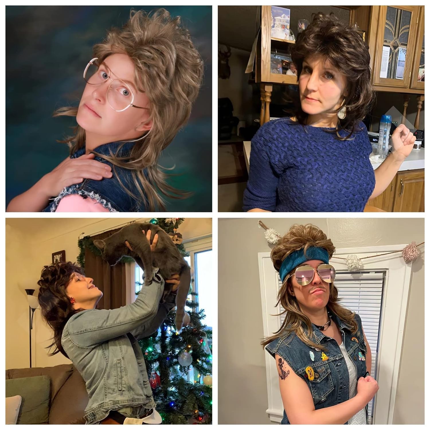 Light Brown Mullet Wig for Women Joe Dirt Style Emo 80s Costume Accessory