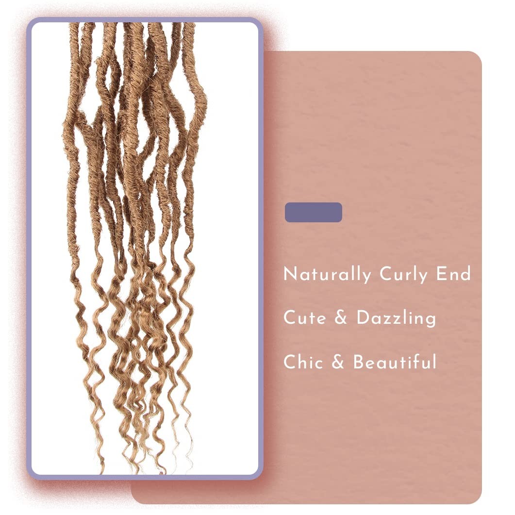 BOHOBABE Faux Locs Crochet Hair 24 Inch, Boho Soft with Curly Ends Pre-looped