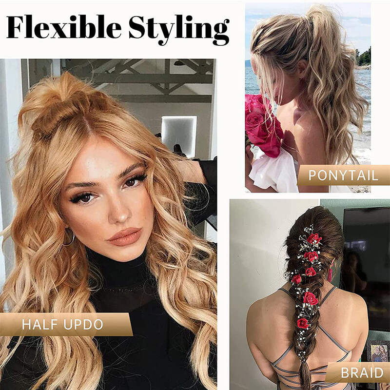 100% 4PCS Full Head Clip in Long Wavy Hair Extensions Thick Hair Piece as human