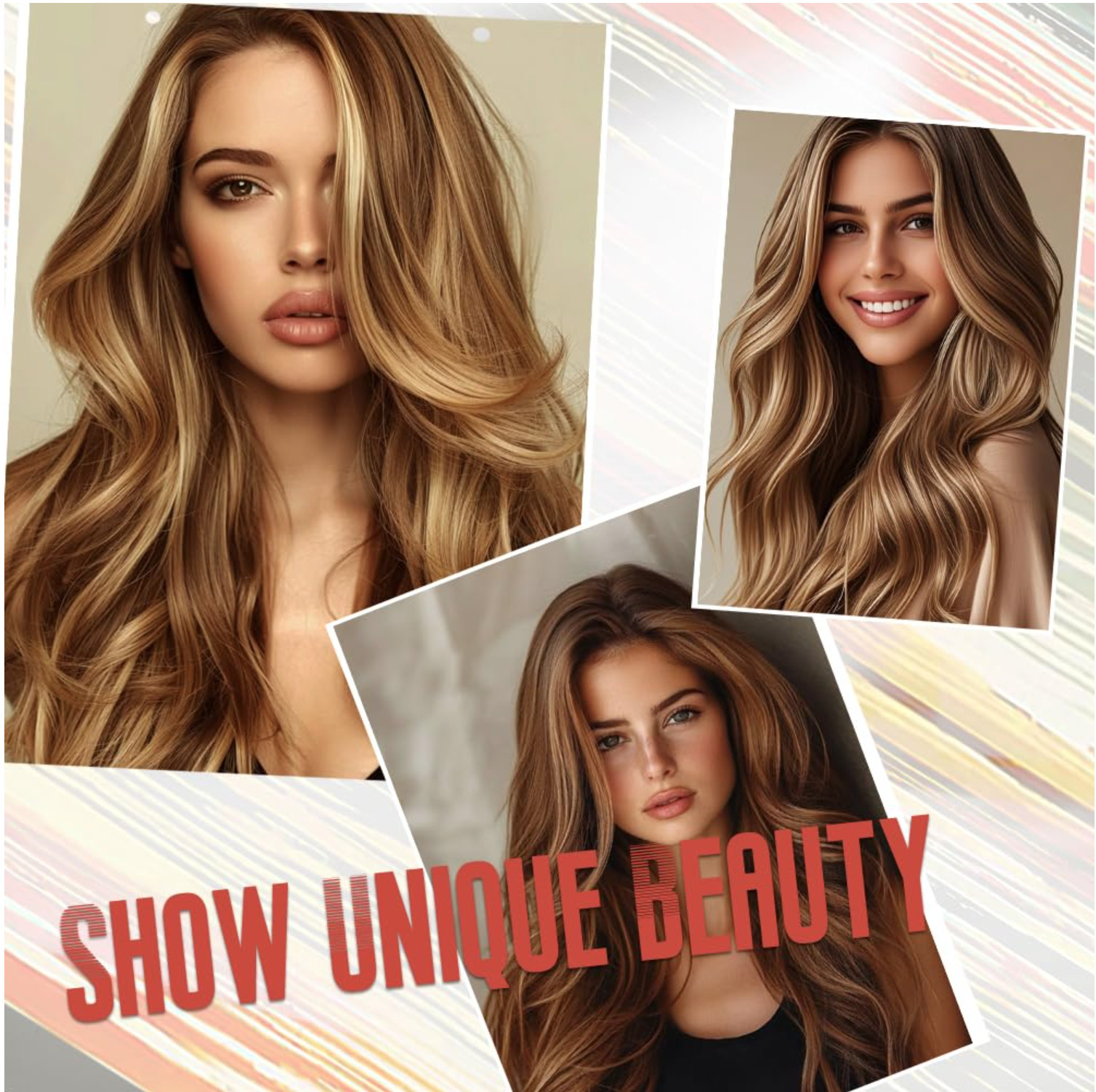 Long Honey Blonde Highlights Wig Women 26″ Wavy Curly Synthetic Heat Resistant