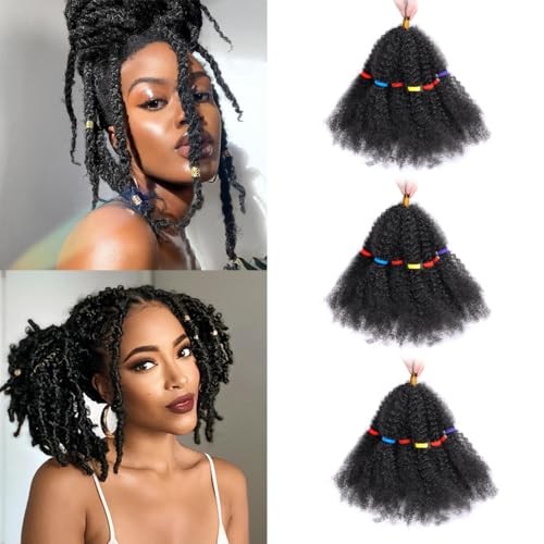 Spring Twist Hair Bulk Synthetic Curly Crochet Hair 12 Inch (Pack of 3) C-#1B