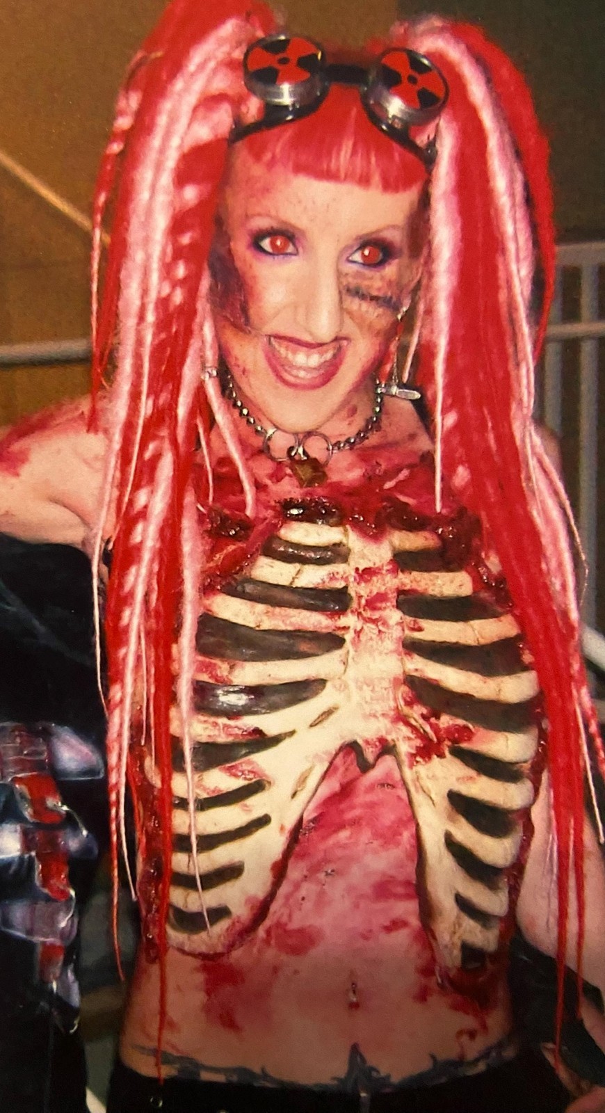 Pink & Red Dread Falls swirls dreadlocks hair extensions cyber goth dreads emo