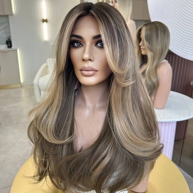 Ombre Brown 100% Human Hair Wig Pre Plucked 13×4 Lace Front Wig for Women