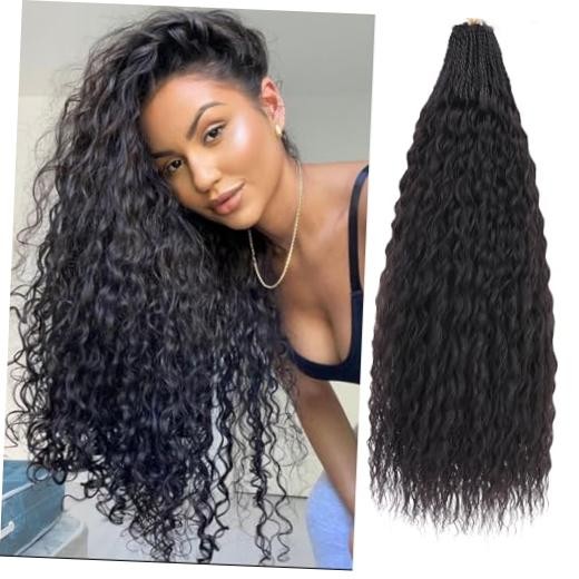 Pre looped Micro Brazilian Braids Curly Crochet Hair 18 Inch (Pack of 8) 1B#