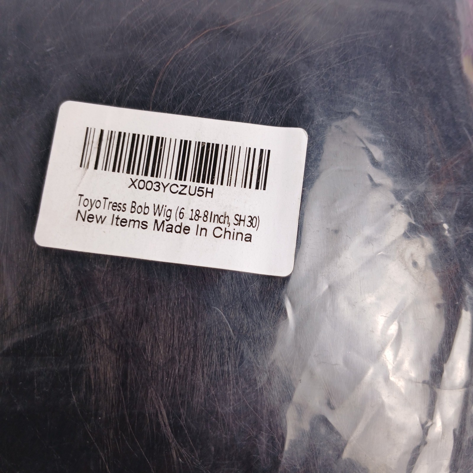 ToyoTress 8 Inch Blunt Cut Bob Wig with Bangs 1B #30 Black Peek-A-Boo Light Yaki