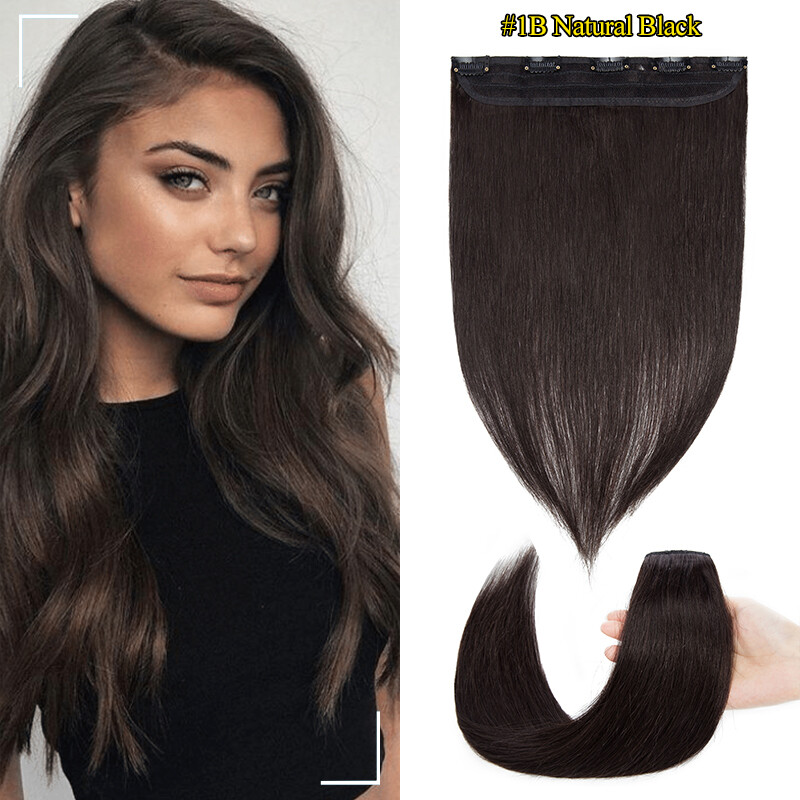 Thick Invisible Clip in Real Remy Human Hair Extensions One Piece Full Head 1PCS