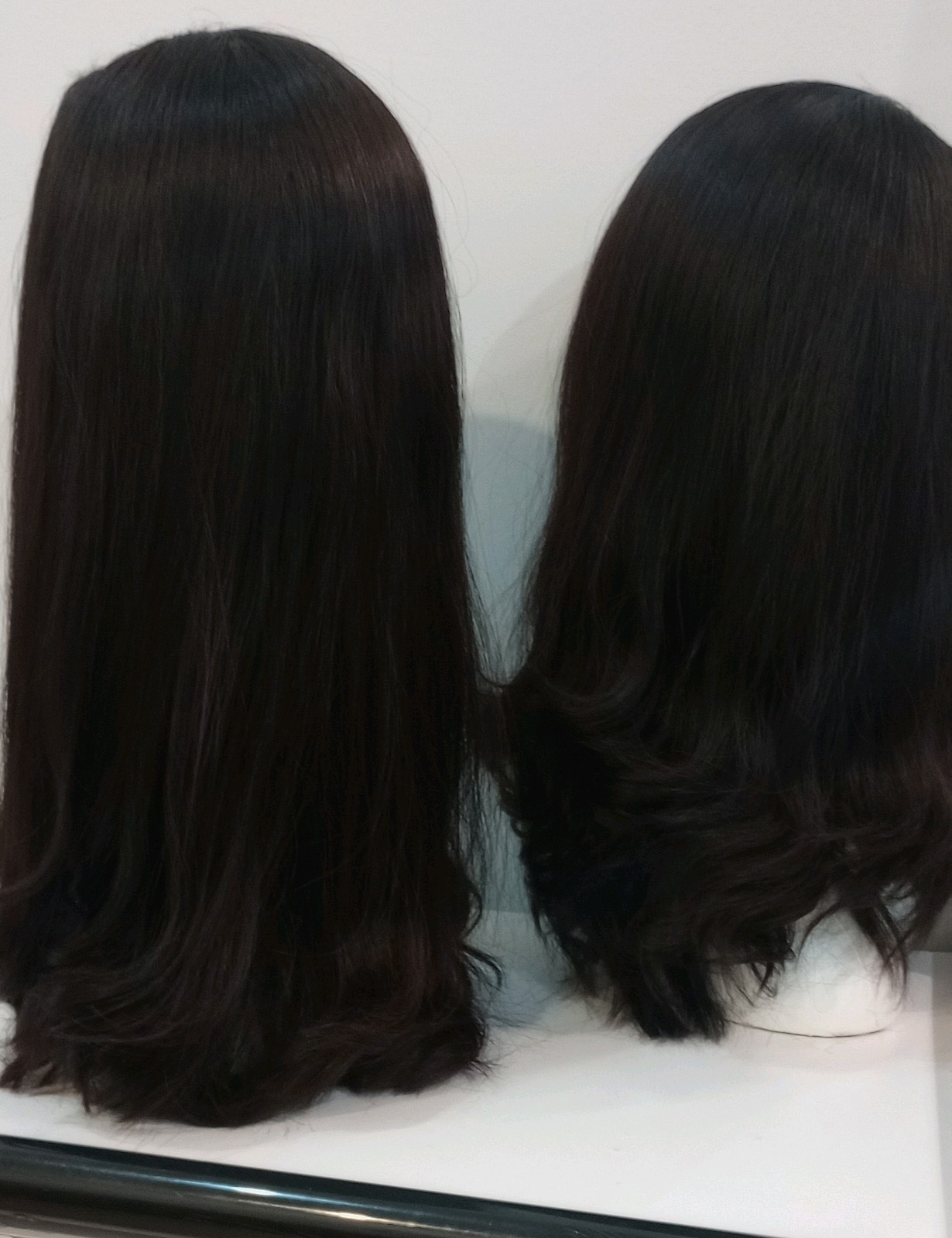 Human Hair Band Fall Wig Kosher Jewish Sheitel Shaitel Dark Brown Almost Black