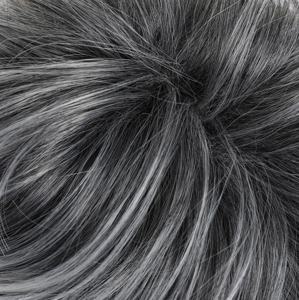 Women Short Pixie Cut Black Root Ombre Wig Fluffy Soft Mixed Black Grey Wig