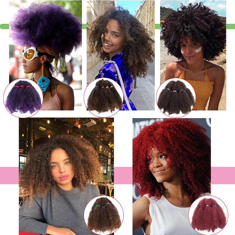 US Afro Kinky Curly Twist Crochet Braids Marley Braiding Hair Extensions Bulks