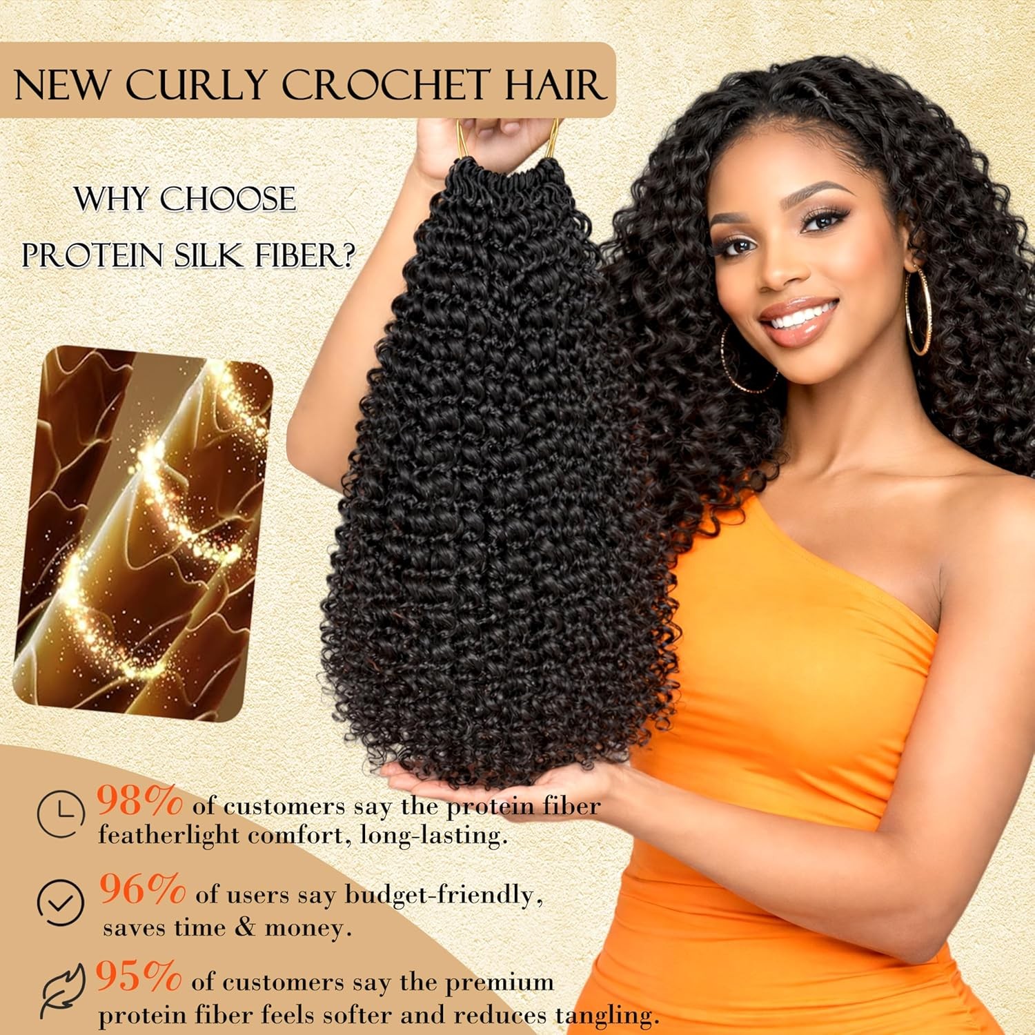 12 Inch Curly Crochet Hair for Black Women Upgraded 4-in-1 Design Pre Looped Gog