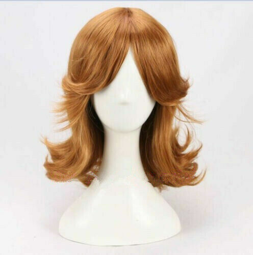 For Cosplay Land Princess Daisy 35cm short Wavy Brown Wig+Cap