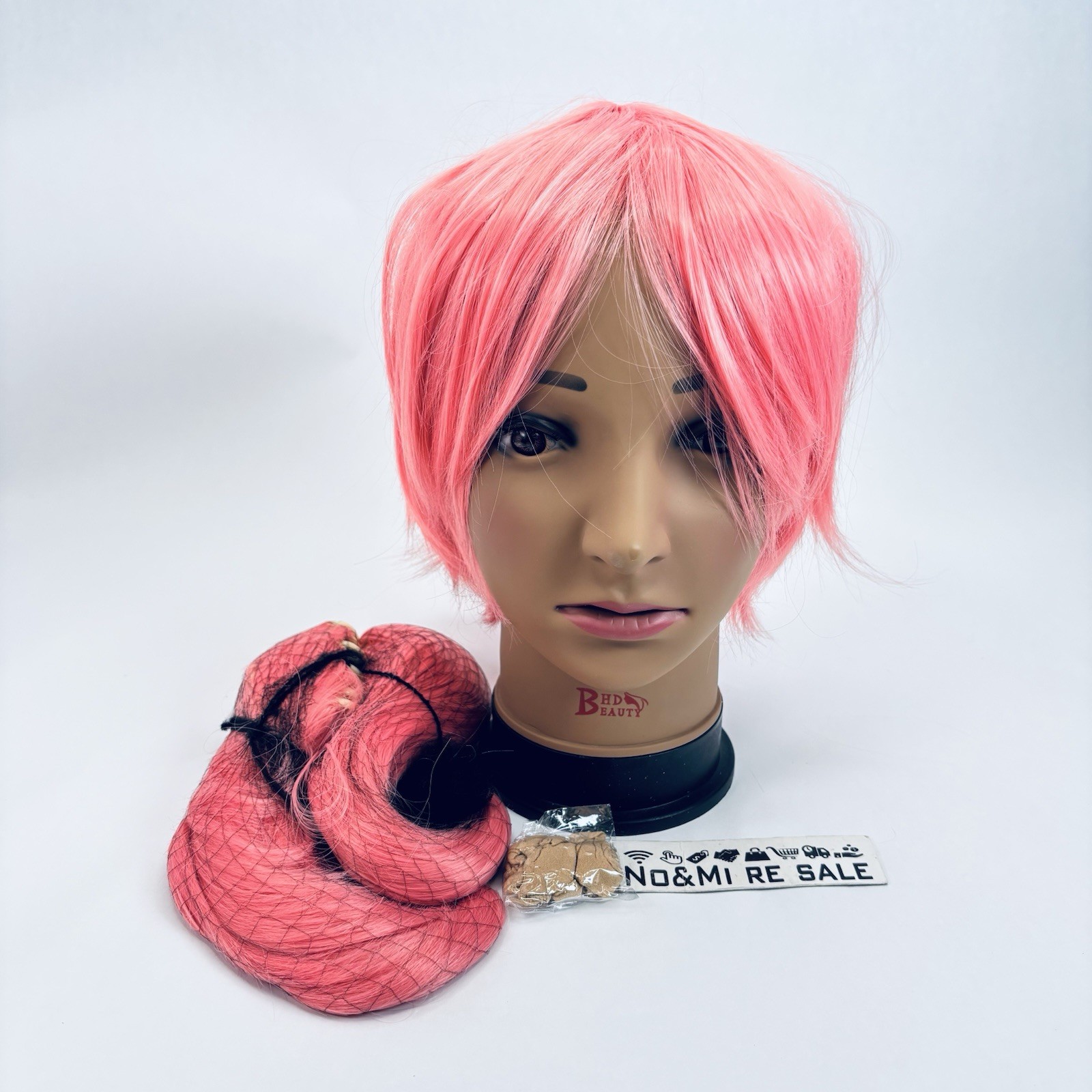 Pink Lolita Long Curly Cosplay Wig 2 Clip on Ponytail wig, Pink