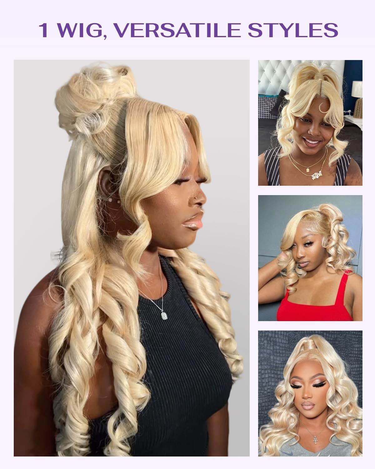 360 Lace Front Wig Body Wave 26-Inch Blonde Human Hair Glueless Pre-Plucked 180%
