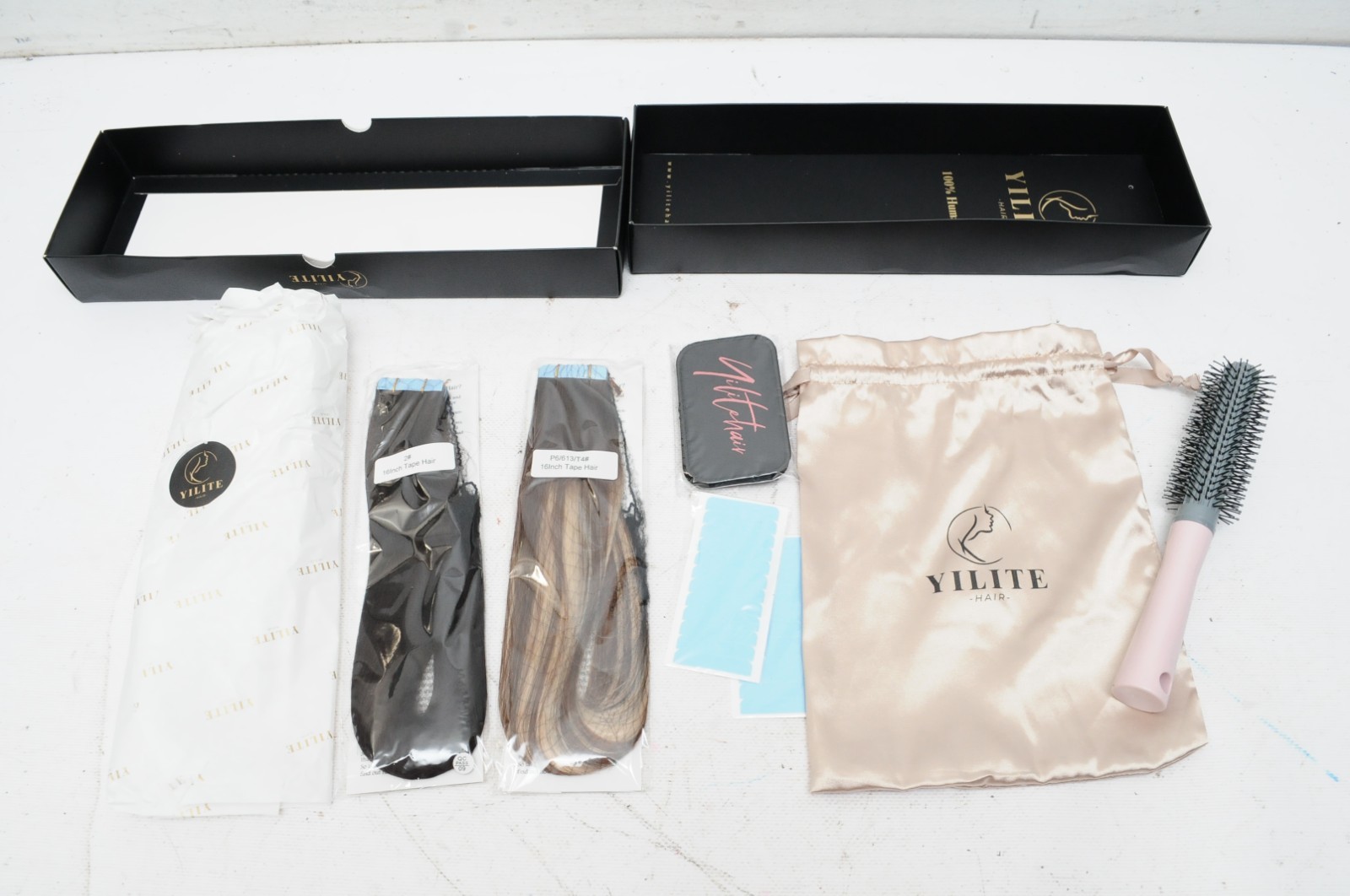 Yilite 100% Remy Human Hair 18” Tape Hair Color: 2# & P6/613/4# New