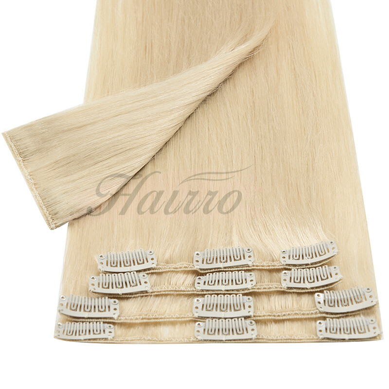 Double Drawn Clip In 9A+ Real Remy Human Hair Extensions 8PCS 18CLIPS Full Head