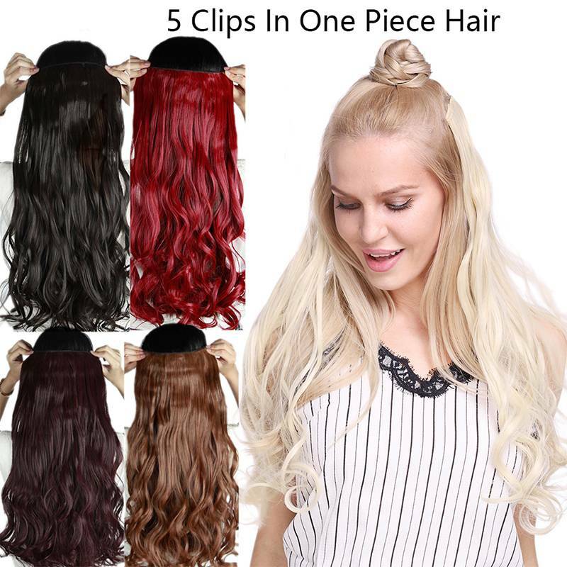 Real Long Curly Clip In One Piece 100% As Human Hair Extension Thick Wavy Remy X