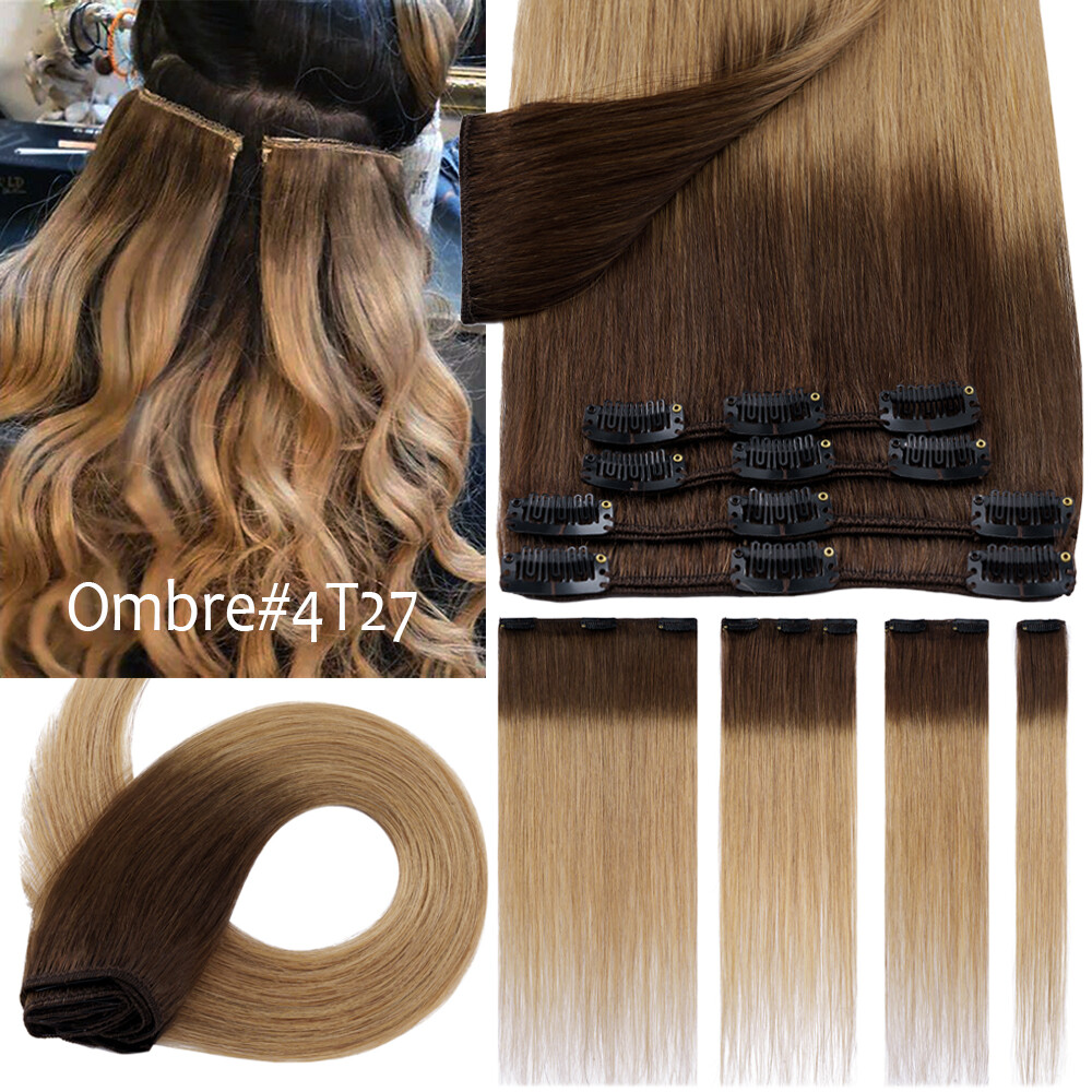 100% Human Hair Extensions Clip In Real Remy Hair Extensions Full Head CLEARANCE