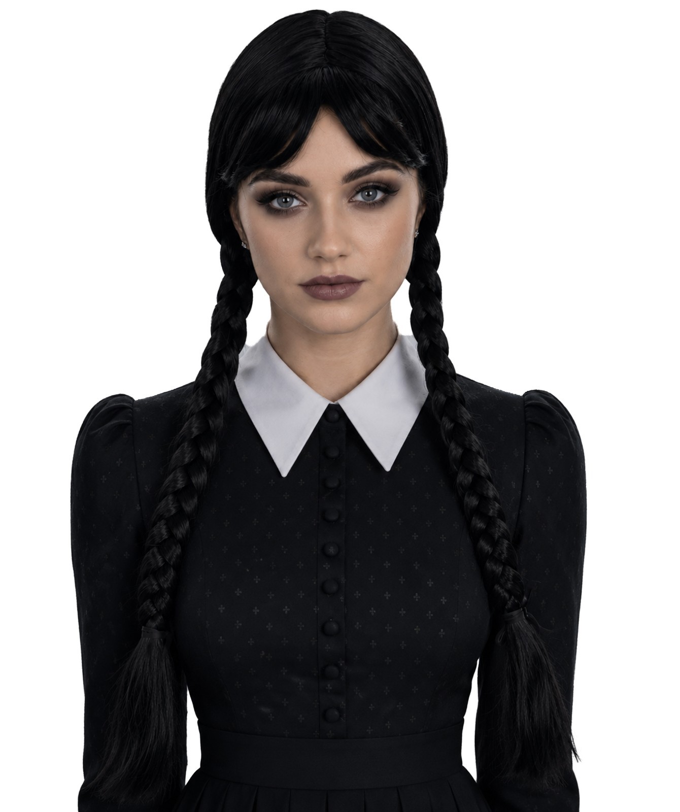 Renaissance Dutch Girl Black Wig Historical Maiden Braid Drama Medieval HW-2738