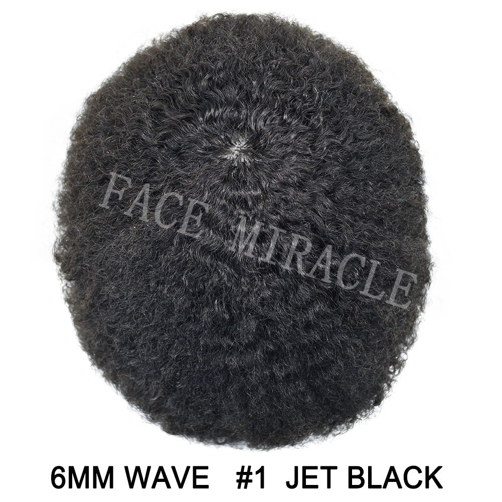 Afro Curl Toupee for Black Men Full PU Mens Hairpieces for African American Man