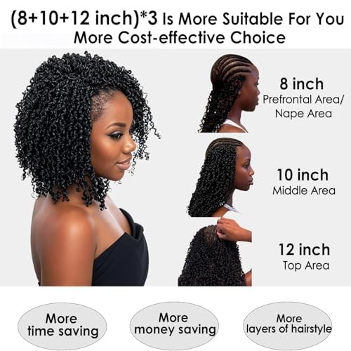 Yanky Twist Crochet Hair – 8 Inch-10 Inch-12 Inch 1B#-Natural Black