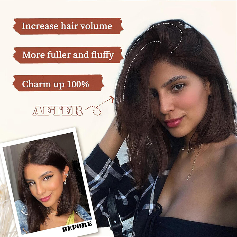 100% Human Hair Patch Hairpiece Extensions Clip In for Adding Small Hair Volume