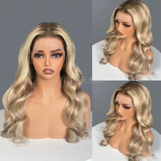 Blonde Virgin Human Hair Wig Balayage 13×4 Lace Front Wig Pre Plucked