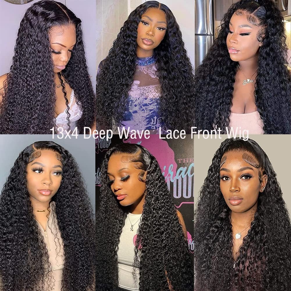 30″ Deep Wave Lace Front Wig – 180% Density, HD Transparent, Curly, Pre-Plucked,