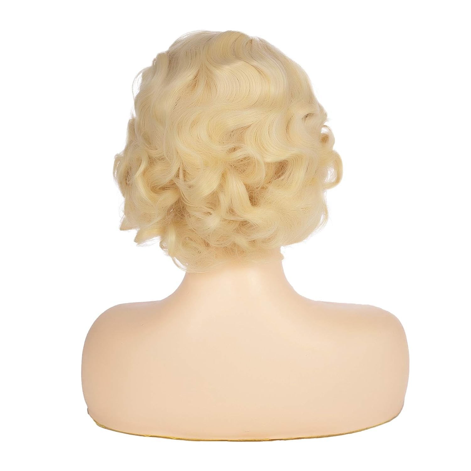 Short Blonde Curly Wig Finger Wave Synthetic Hair for Women 1920s Halloween