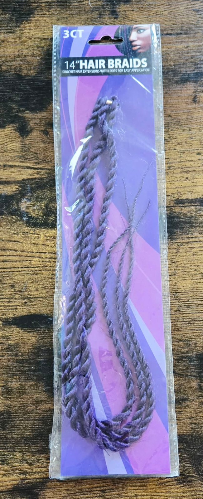 14″ Purple Crochet Hair Extensions Braids 3 Ct Loop Braiding Hair New