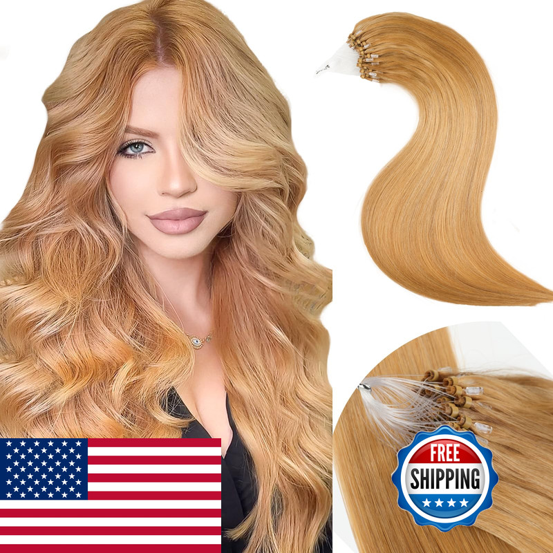 Eliysako Microlink Hair Extensions Human Hair 50G/Pack Natural Blonde 16Inch