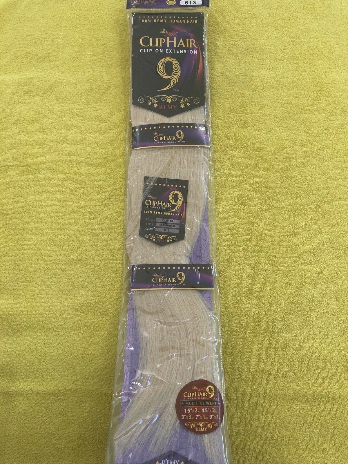 9 pcs Clip on Extensions 100% Remy Human Hair Silky Straight 18″ Color # 613