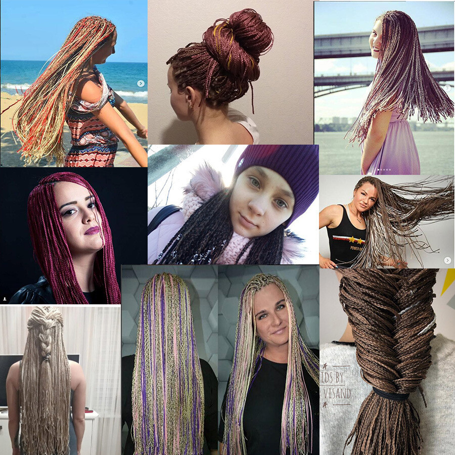 28″ Ombre Micro Box Braids Thin Twist Crochet Braids Hair Extensions Synthetic